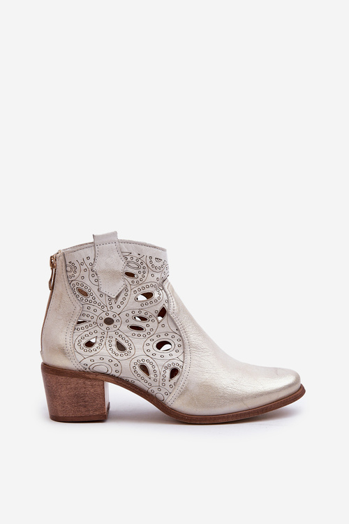 Kožené Zlatě Opačně Opletené Botky Lewski Shoes 3170/2