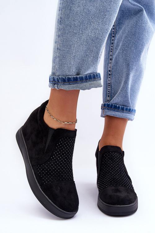 Nízko semiš zdobený dámsky čierny Acfarerena