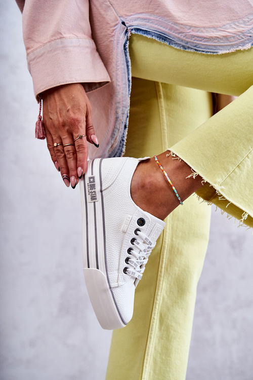 Nízka dámska veľká hviezda KK274014 Biele tenisky