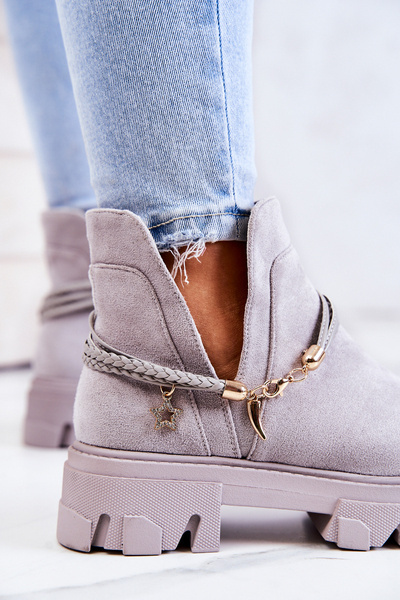 Semišové Dělnické boty bez ramínek Šede Moriah