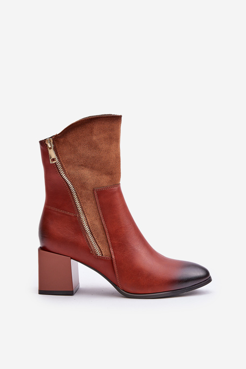 Zateplené dámské botky na podpatku hnědé Relabina