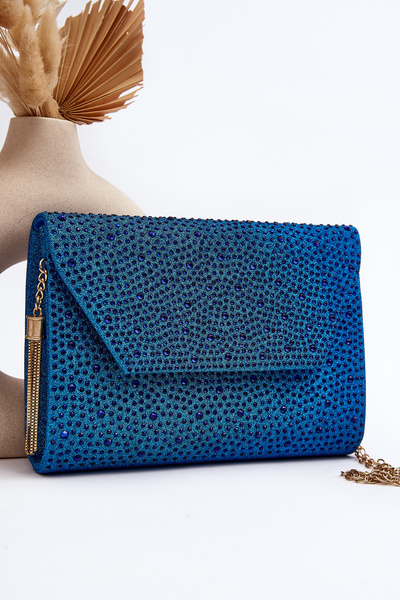 Zdobená formálna taška Edela Blue Clutch Bag