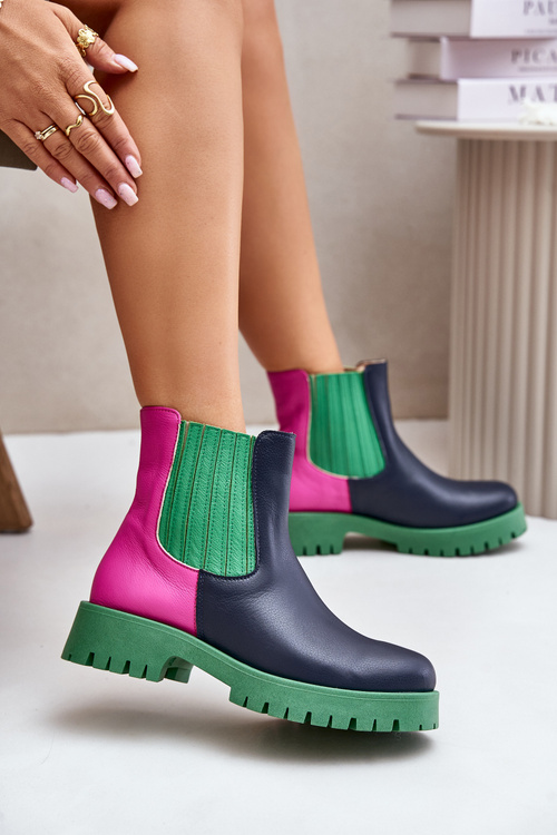 Dámské boty na plochém podpatku kožené Lewski 3611 multikolor