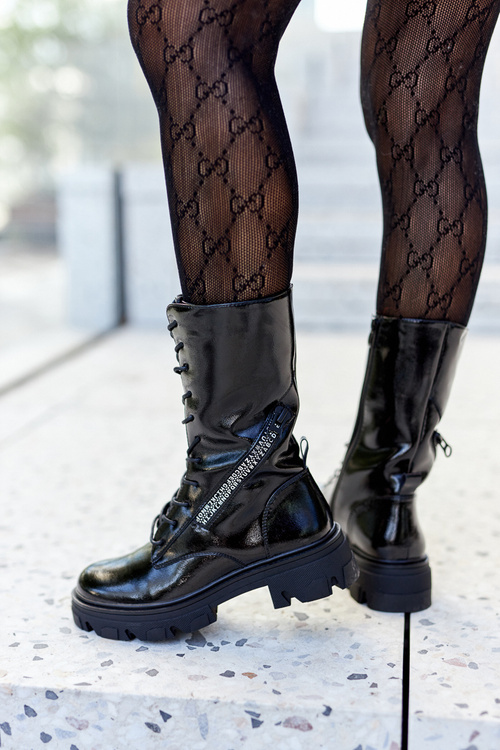 Topánky topánok lakované topánky Sergio leone tr747 čierna