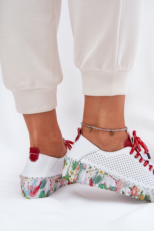 Dámske Kožené Topánky Na Klíne Artiker 56C1799 Bielo-Strieborné