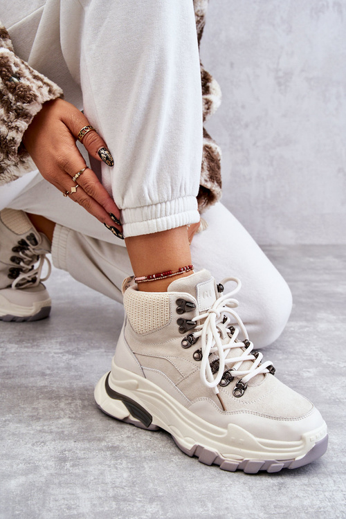 Dámská vysoká sportovní obuv GOE KK2N4097 Světle béžová