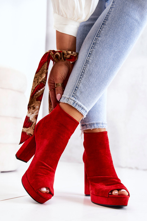 Boty na podpatku s otevřenou špičkou Červené Adore