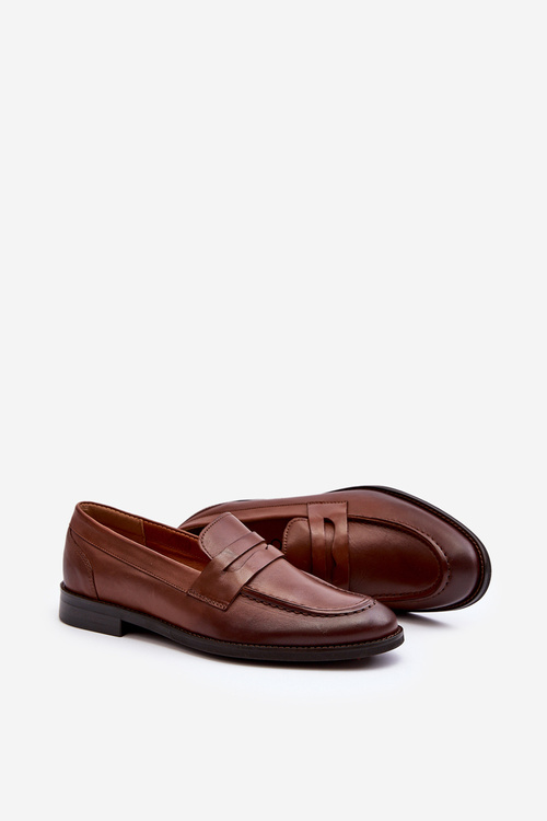 Mužské kožené polobotky Loafer Zazoo 1570/1 hnědé