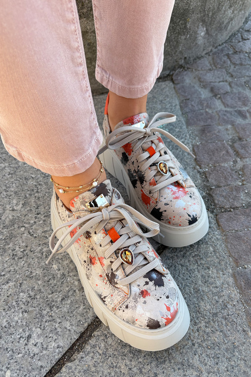 Kožené sneakersy na platformě Maciejka 06891-18 béžové