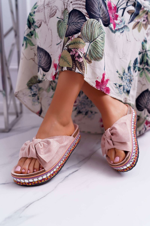 Dámské Nazouváky s Luky Tlustá Podešev Růžové Milady