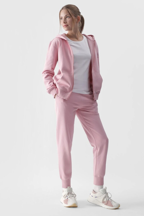 Dámska Mikina S Kapucňou Na Zips Bavlnená 4F Růžová 4FWMM00TSWSF1467-56S