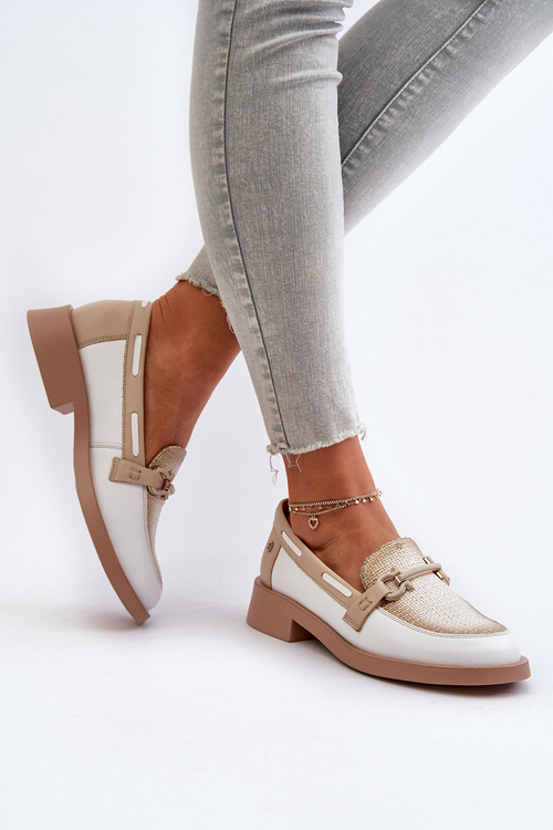 Dámske kožené mokasíny Maciejka 06493-11 Bielo-Bežové