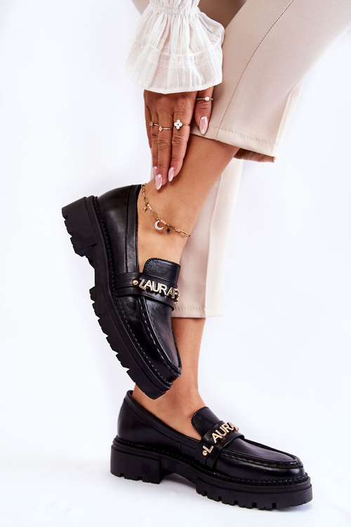 Kožené mokasíny Letters La.Fi 210001B-PU Černé