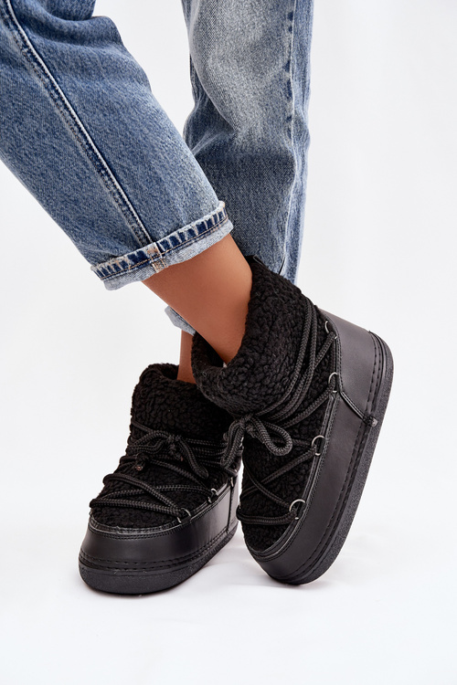 Dámské sněhule s beránkovým kožíškem typu vázané Černé Belira