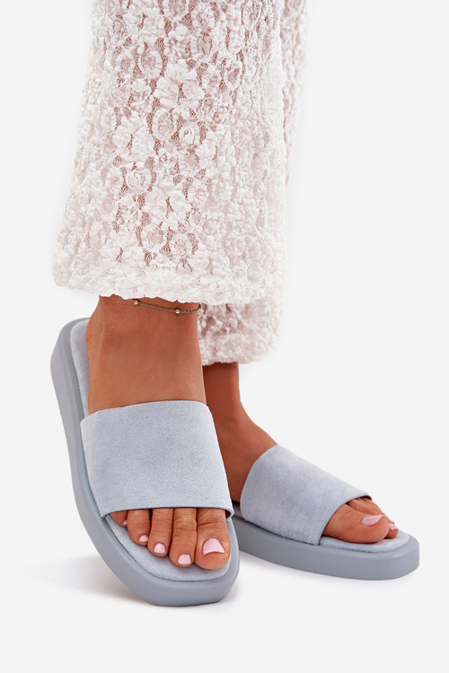 Dámské Sandály Na Platformě Z Eko Semiše Světle Modré Jorina