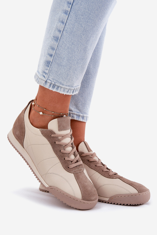 Dámske Kožené Športové Topánky Béžové Laura Messi 2935