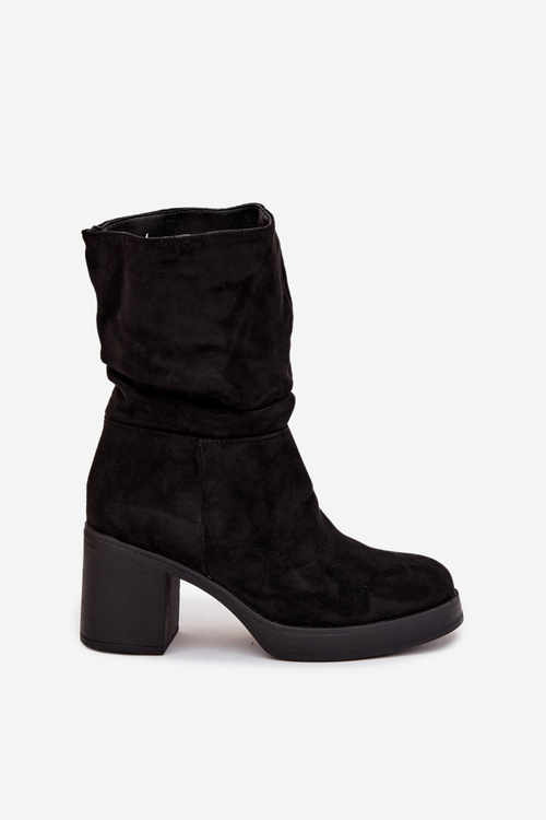 Dámské kotníkové boty s řasením na sloupku Vyhřívané Černé Amoria