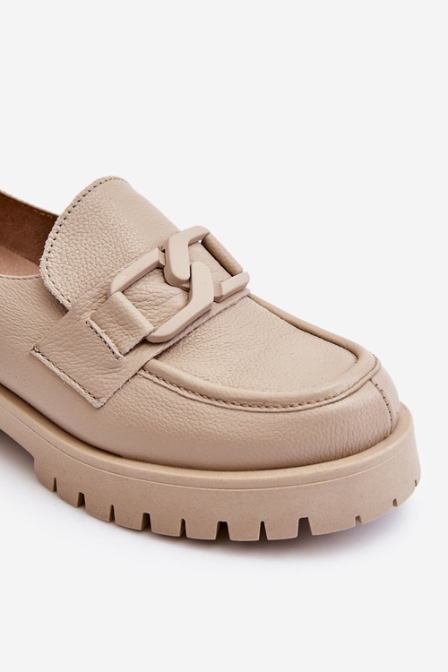 Módne kožené topánky Loafer béžové lemar rayhan