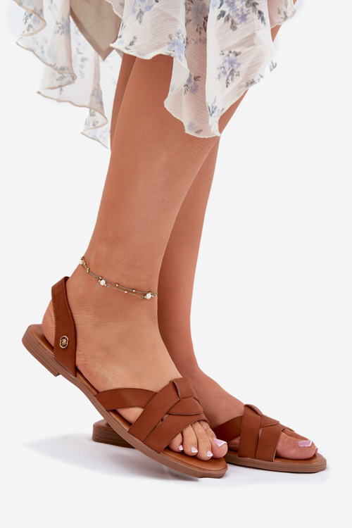 Ploche Dámske Sandále Z Eko Kože Camel Illoria