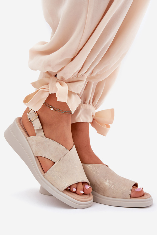 Dámske Sandále Na Klíne Z Eko Kože Zlaté Quilara