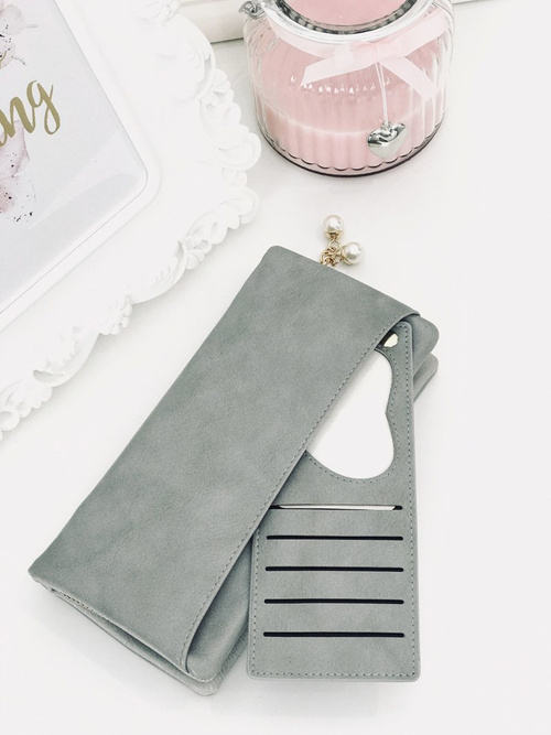 Large Women's Black Trendy Wallet Gold Zipper