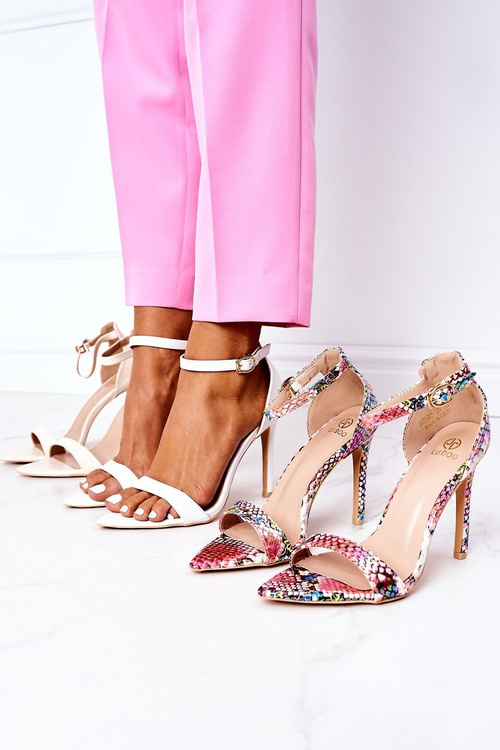 Elegantné sandále na päte lu boo biele