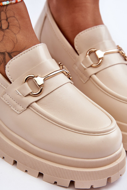 Dámske klasické mokasíny na platforme béžový zázrak