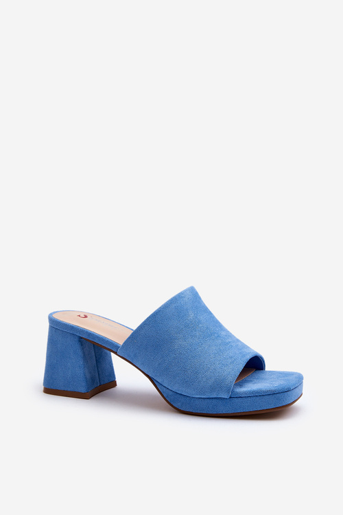 Dámske modré sandále na opätku Bralya