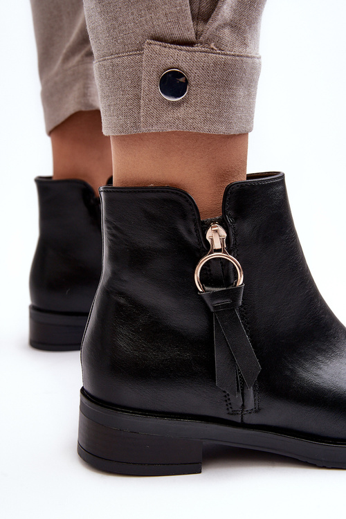 Ploché Dámské Kožené Boty Černé Vasica