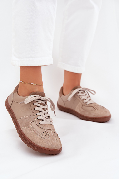Dámské Kožené Tenisky Barefoot Zazoo N1277S2 Béžové