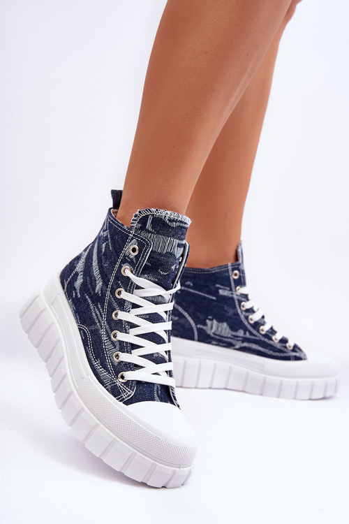 Dámské vysoké materiálové tenisky granátové Degas