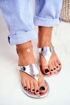 Lu Boo Metallic Flip -flops Silver Faces II Gat.