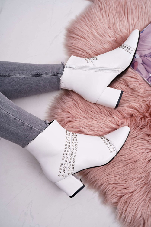 Dámské Kotníkové Boty Na Podpatku Bílé Primma