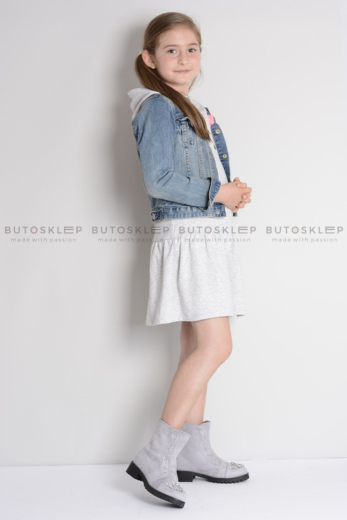 Lu Boo Gray Detské členkové topánky s zirkónmi Littlecarrie