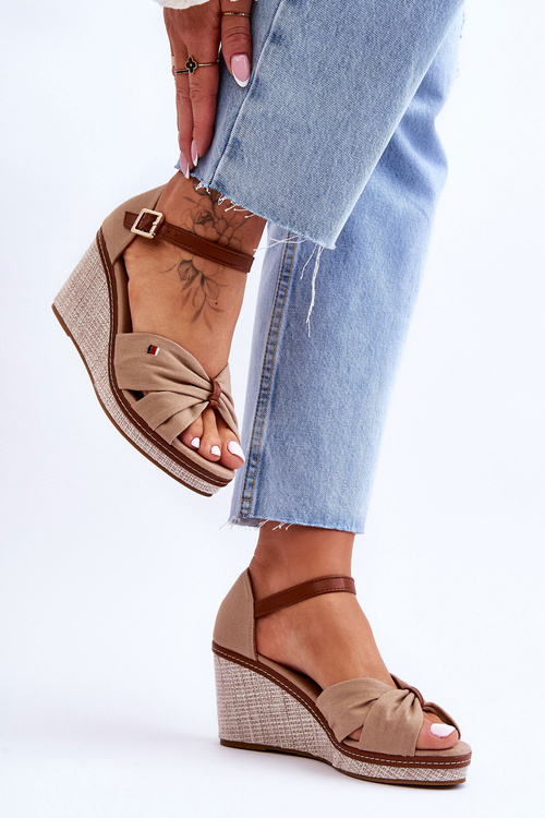 Dámské Sandály Na Spleteném Klínu Tmavě béžová Judith