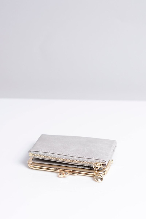 Mała Damska Szara Portmonetka