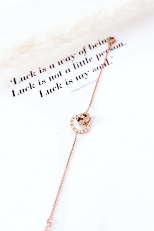 Náramok na reťazci s ružovým zlatom zirkónov