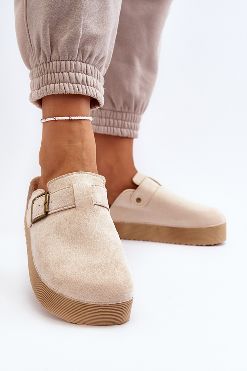 Dámske papuče na platforme svetlo béžové Jorffia