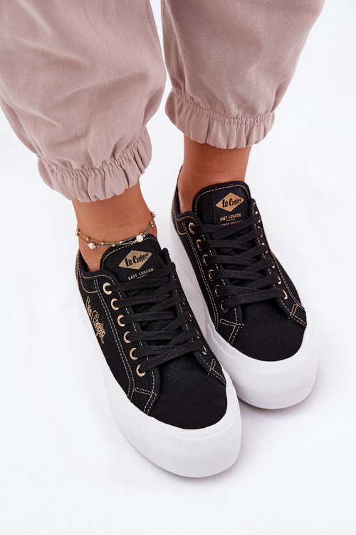 Dámské textilní tenisky na platformě Lee Cooper LCW-25-31-3431L černé
