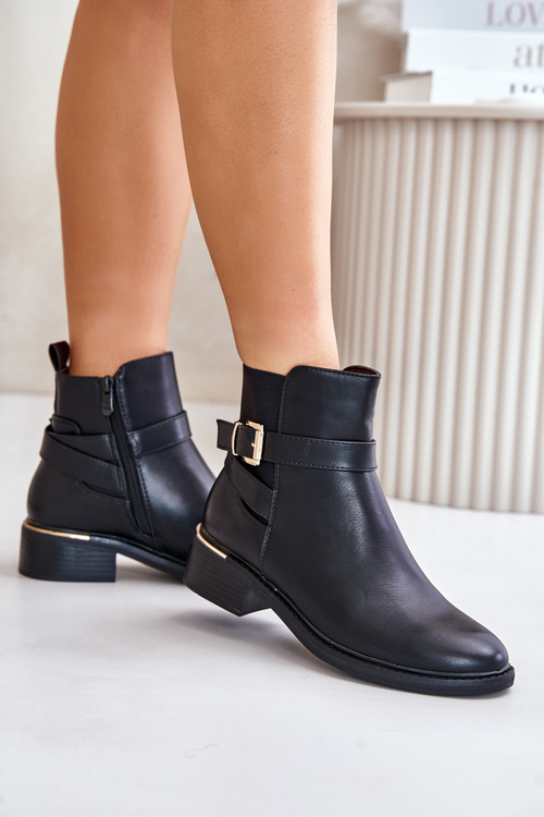 Dámské chelsea boty na nízkém podpatku eko kůže černé Zinlora
