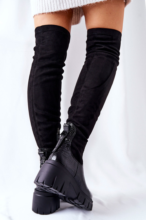 Kožené Boty Maciejka Krokodýlí černé 05260-01