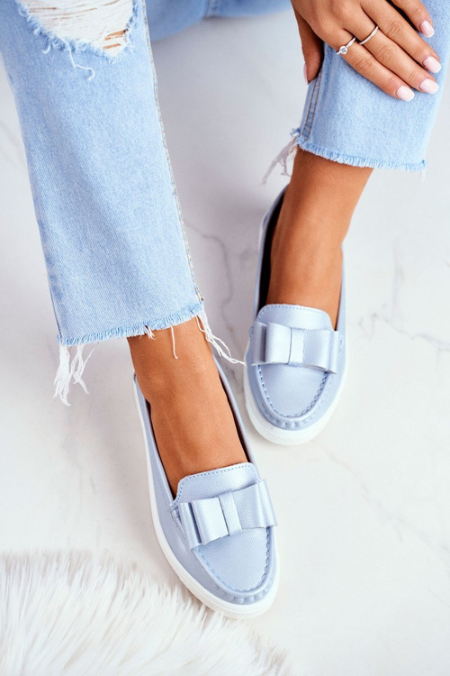 Dámské Mokasíny Kožené Modré Lovren