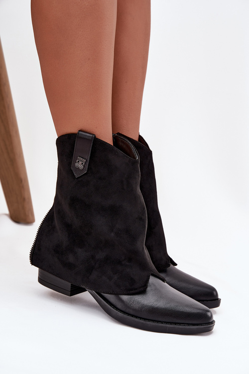 Vytápěné cowboy boty na podpatku černé Sylvette