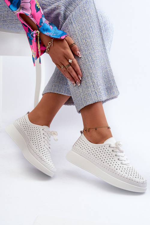 Biela Kožená Tenisky Na Platforme S.Barski LR278