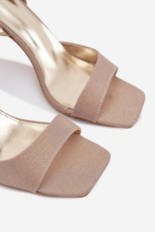 Dámske sandále na opätku s glitrami zlaté Brisora