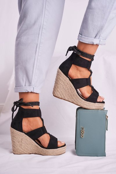 Dámske sandále pre espadril kliny čierne krásne