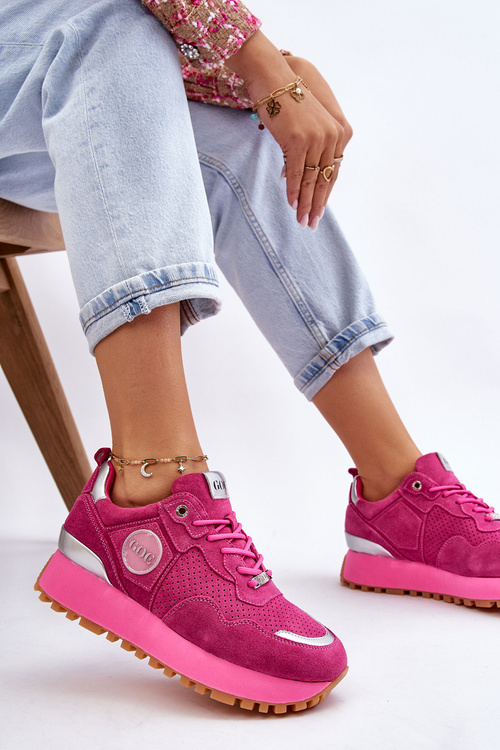 Dámské semišové sportovní boty na platformě GOE LL2N4002 Fuchsia