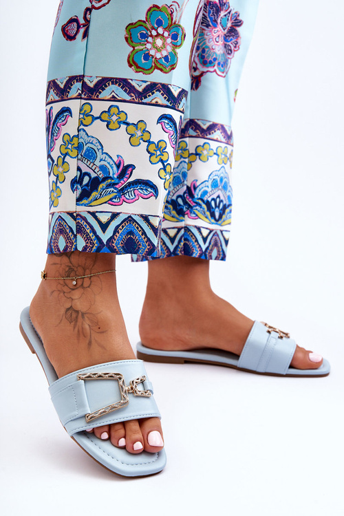 Dámske klasické flip -flops s dekoráciou modrý pôsobivý