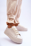Pohodlné dámské sportovní boty na platformě béžová Devan