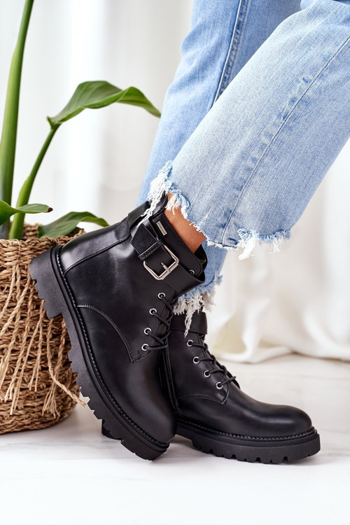 Teplé Kotníkové Boty Workery Cross Jeans EE2R4086C Černé